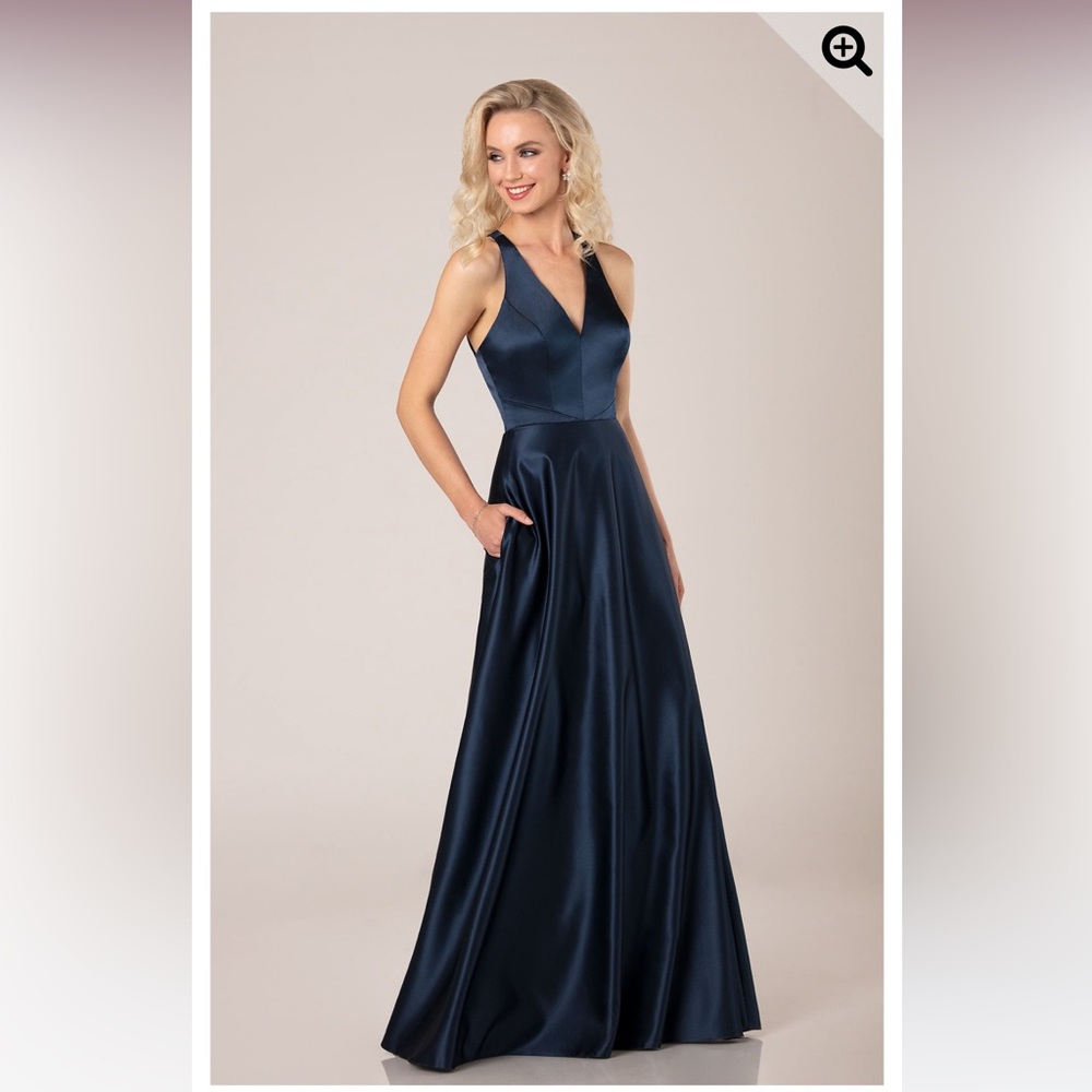 Sorella Vita. Formal Satin Bridesmaid Gown with Halter Neckline. Style 9476.